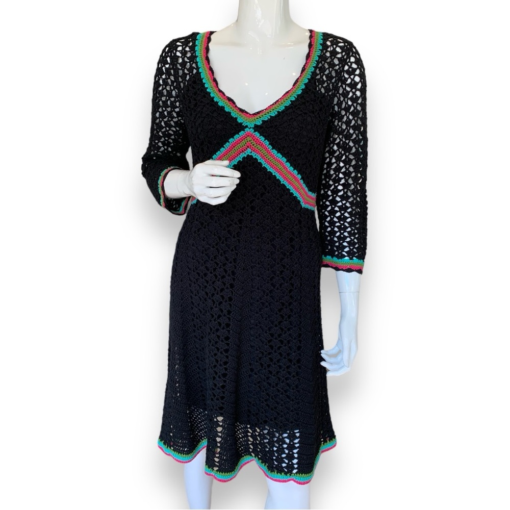 K STUDIO COLLECTION BLACK CROCHETED DRESS. WOMEN’S SIZE S/M